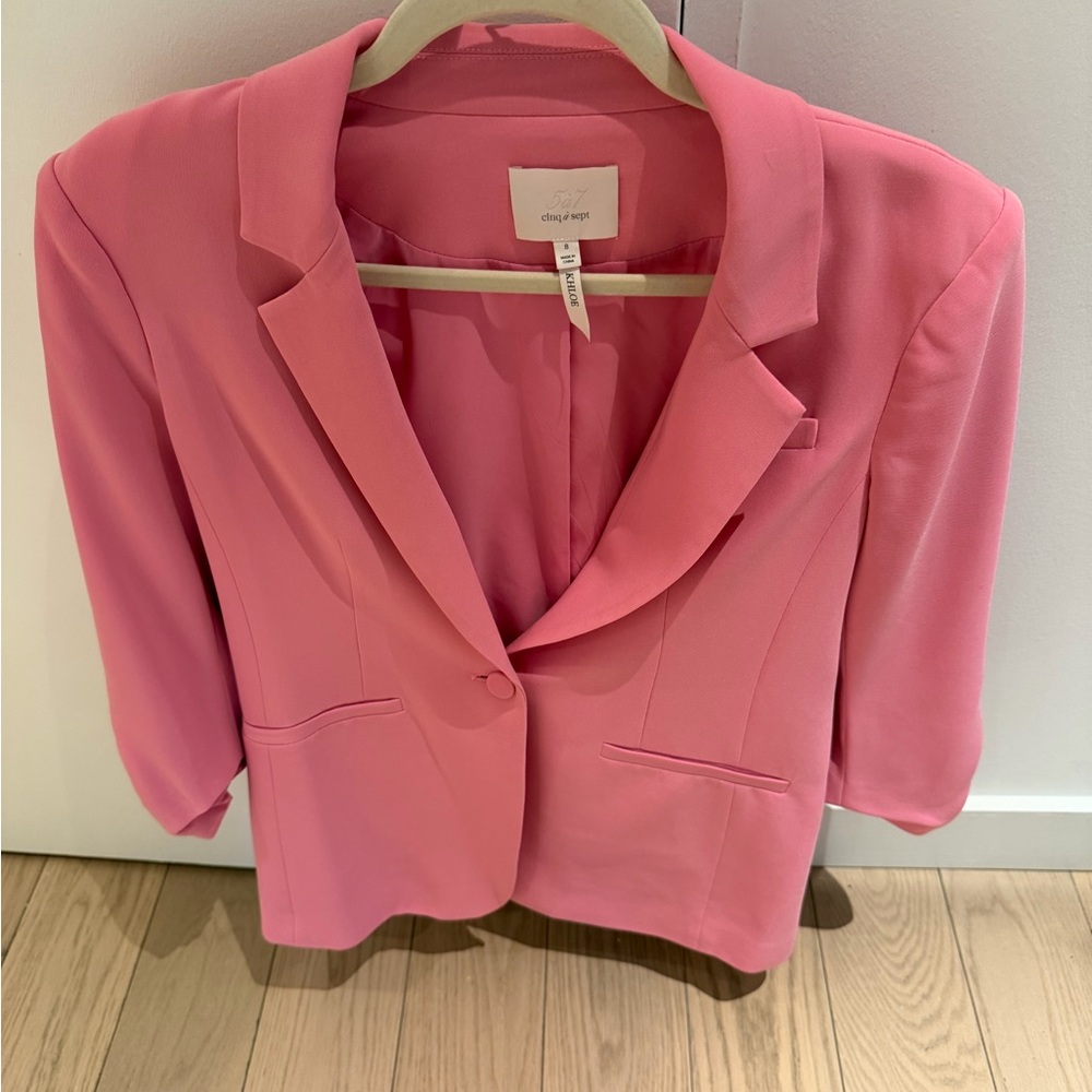 Cinq a sept Pink Women's 3/4 Sleeve Blazer